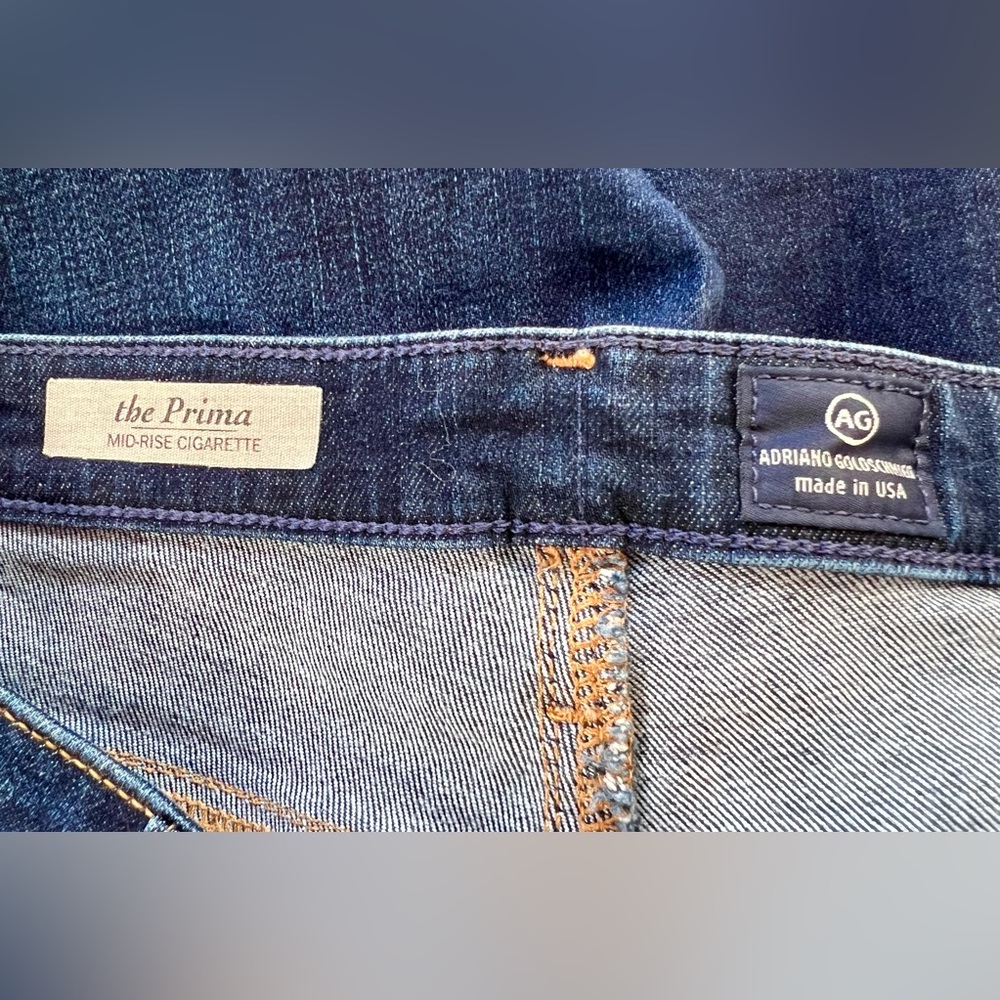 AG Prima Mid Rise Cigarette Jeans Slim Straight Dark Wash Sz 32 30 Inch Inseam - Picture 10 of 15